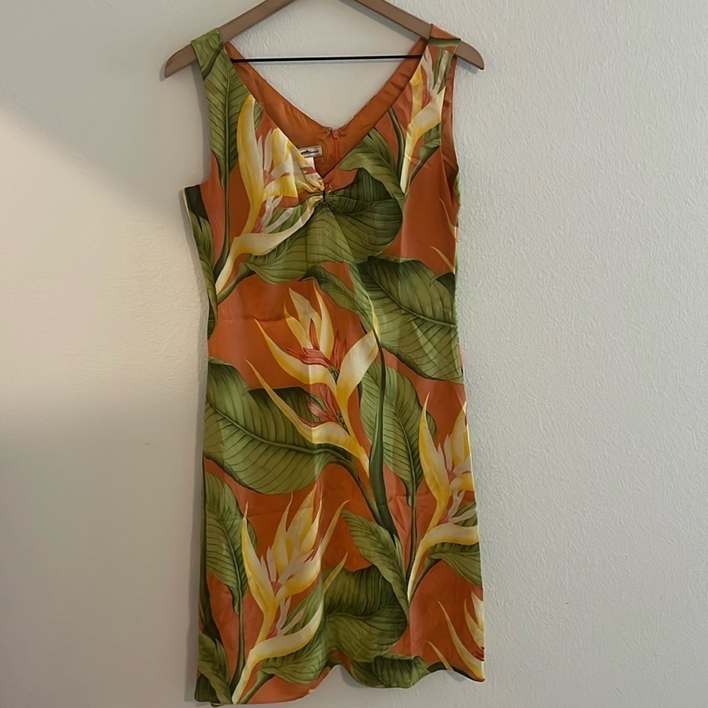Tommy Bahama Silk Floral Leaf Print Dress Size 6